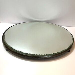 Gorgeous vintage large plateau mirror silver trim must see